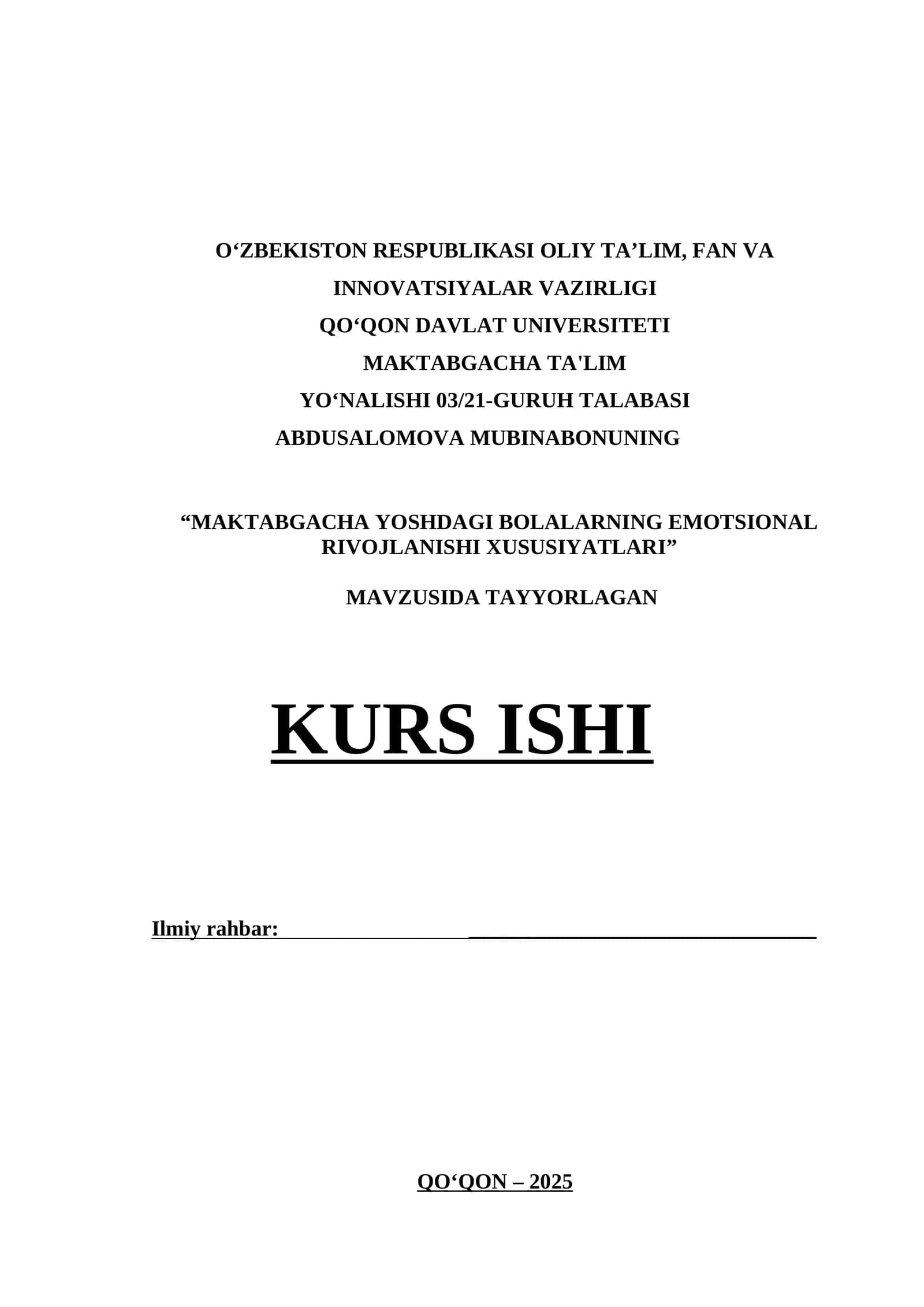 MAKTABGACHA YOSHDAGI BOLALARNING EMOTSIONAL RIVOJLANISHI XUSUSIYATLARI 1