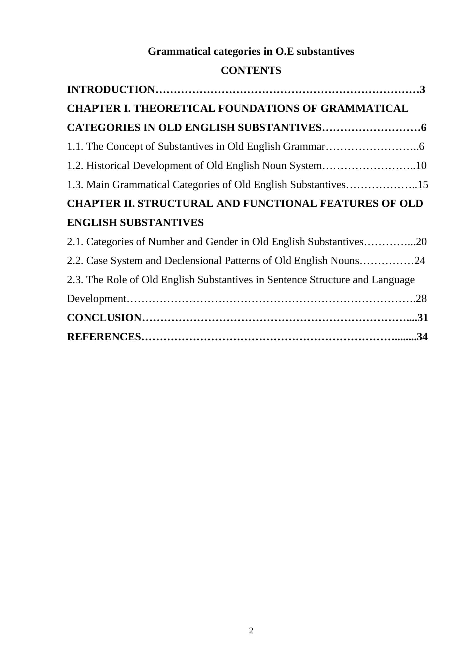 Categories of Number and Gender in Old English Substantives 1