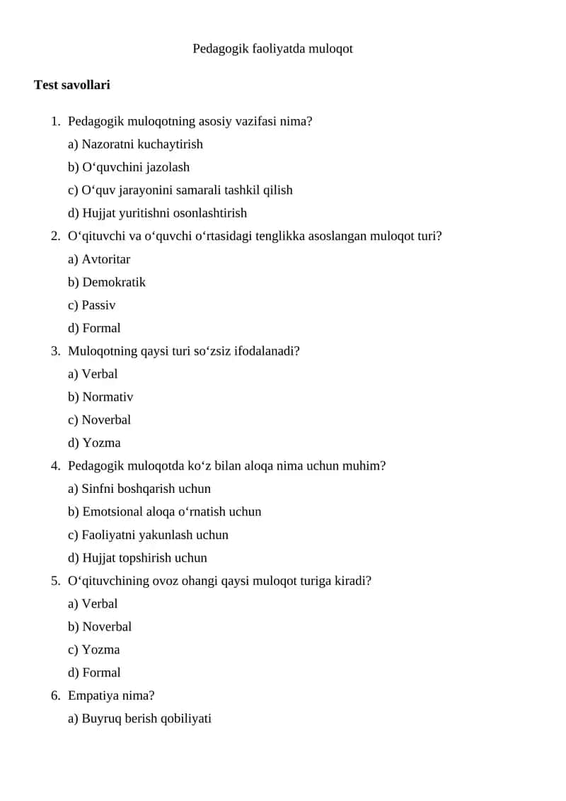 Pedagogik faoliyatda muloqot 1