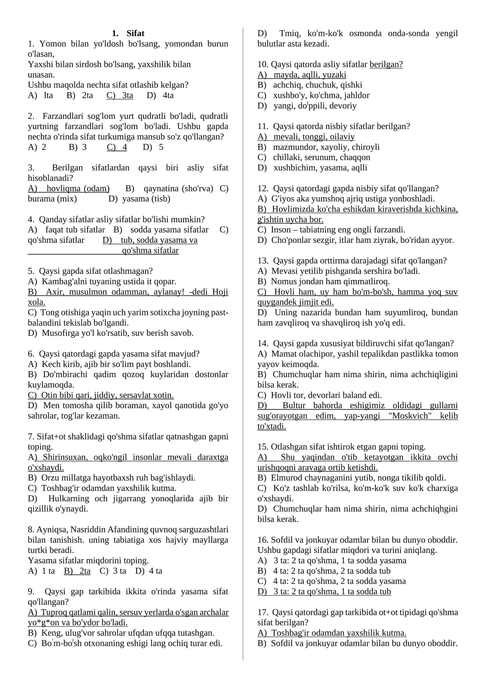Sifat test 1