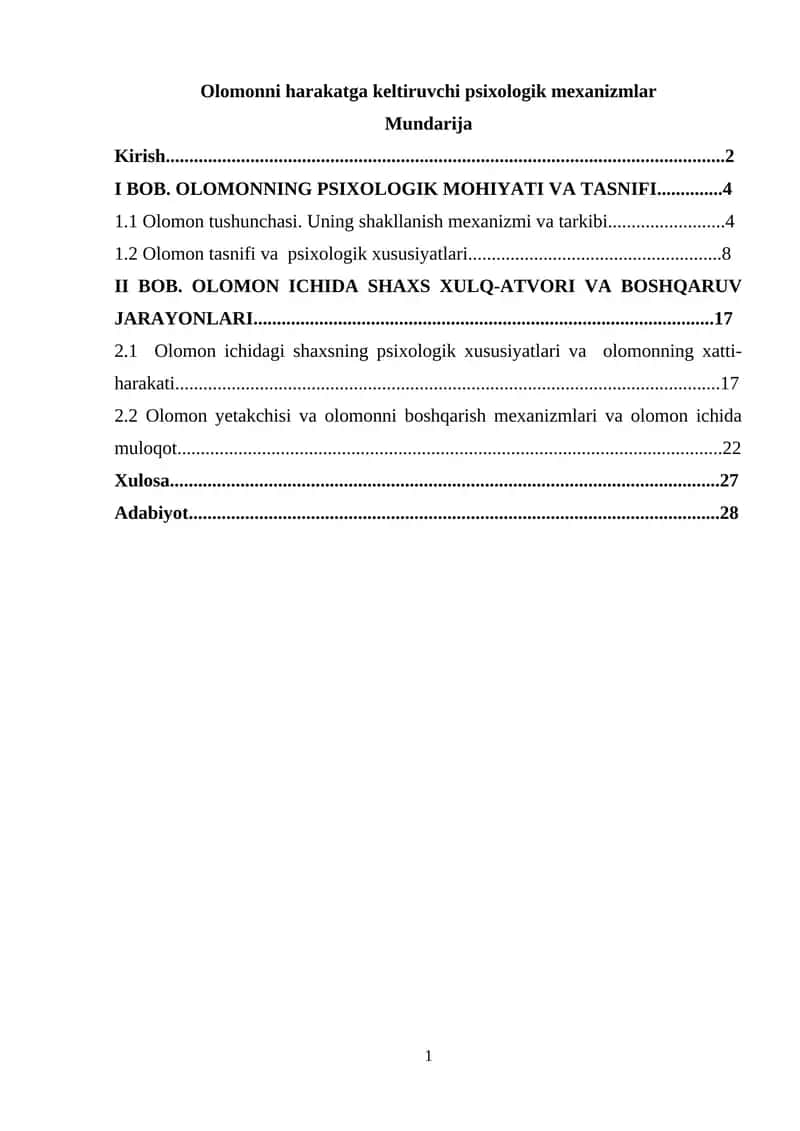 Olomonni harakatga keltiruvchi psixologik mexanizmlar 1