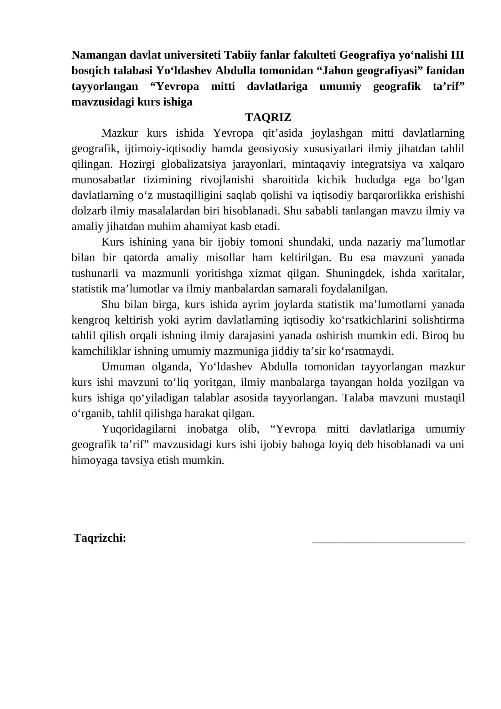 Yevropa mitti davlatlariga umumiy geografik ta’rif 1