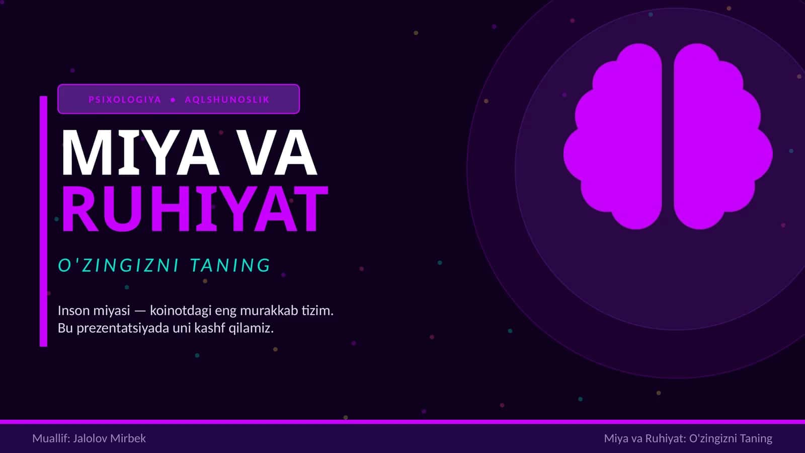 MIYA VA RUHIYAT O'ZINGIZNI TANING 1
