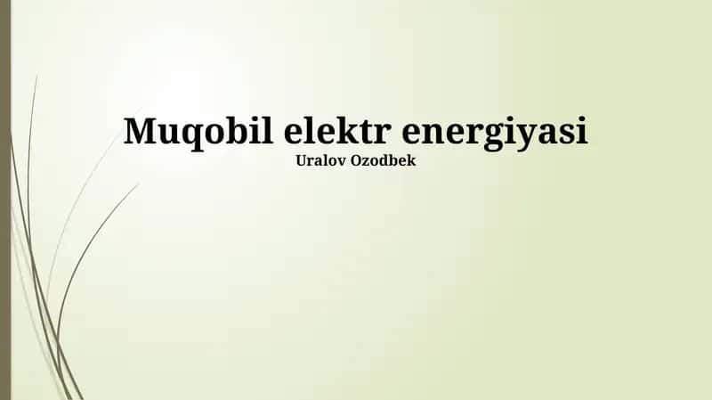 Muqobil elektr energiyasi 1