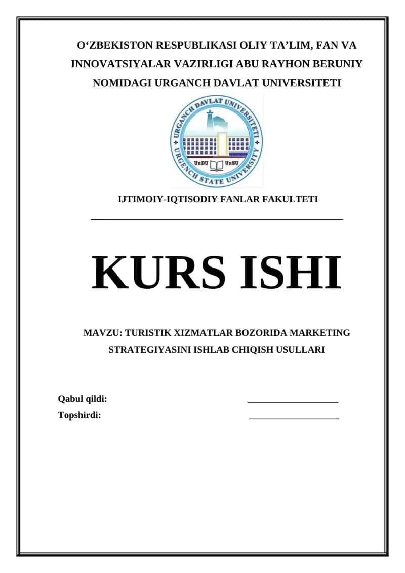 TURISTIK XIZMATLAR BOZORIDA MARKETING STRATEGIYASINI ISHLAB CHIQISH USULLARI 1