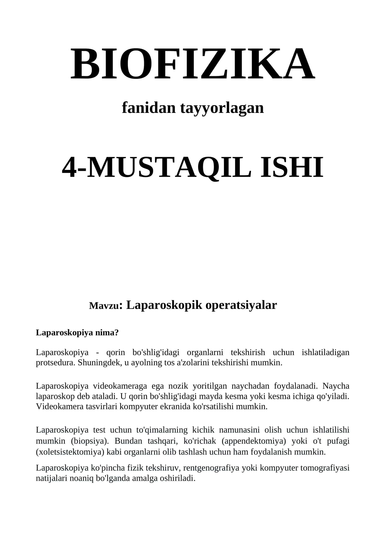 Laparoskopik operatsiyalar 1