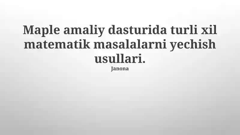 Maple amaliy dasturi