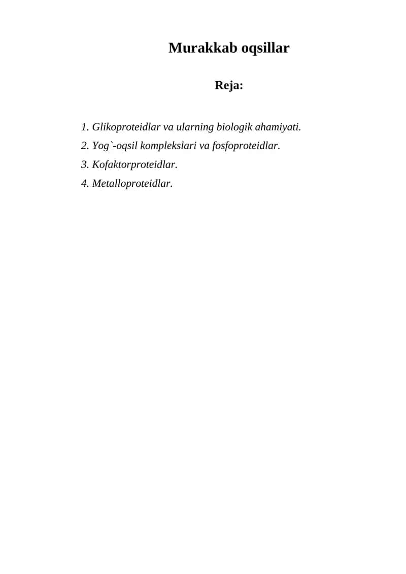 Murakkab oqsillar 1