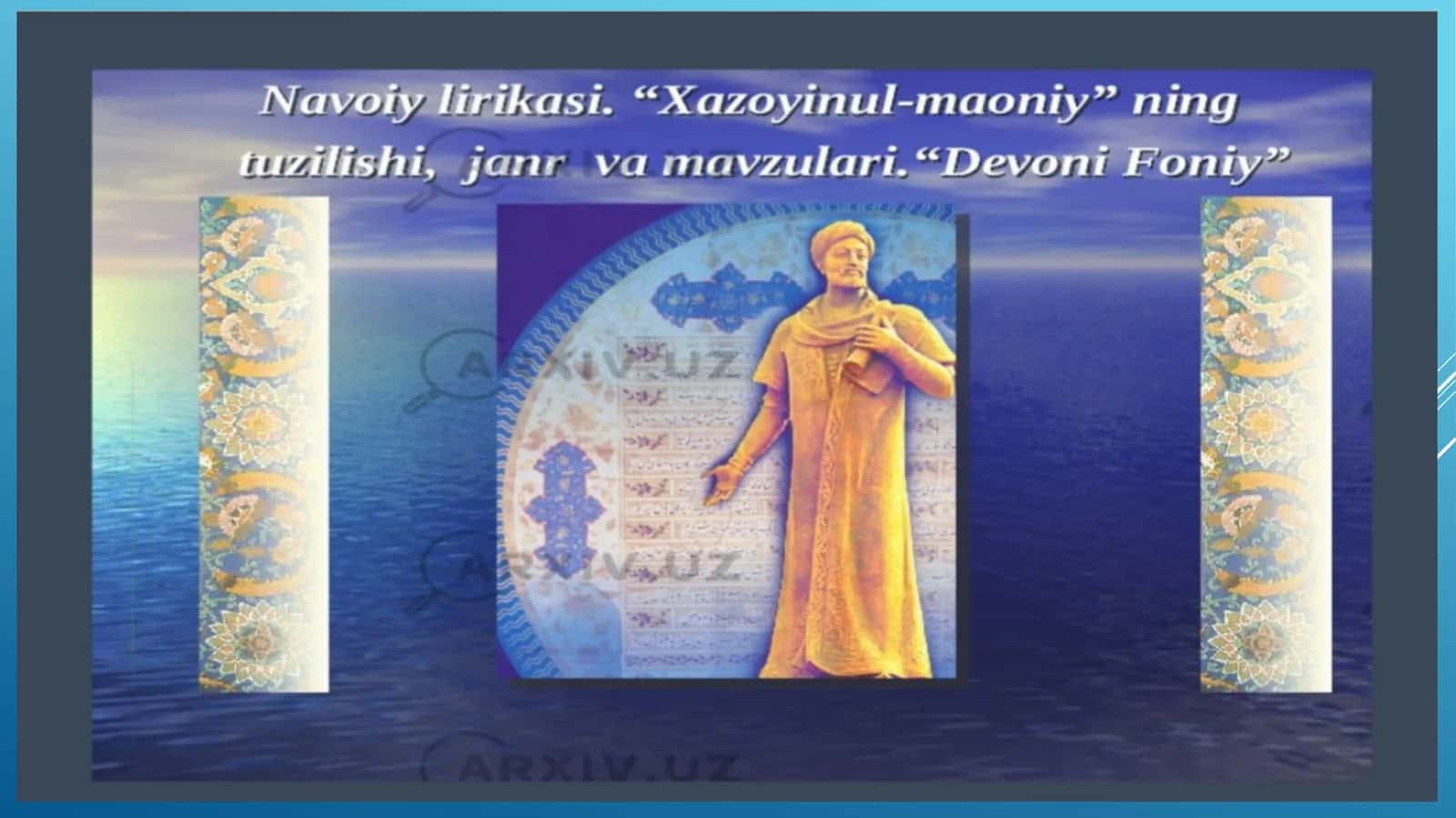 nAVOIY LIRIKASI xAZOYINUL-MAONIY NING TUZILISHI, JANR VA MAVZULARI 1
