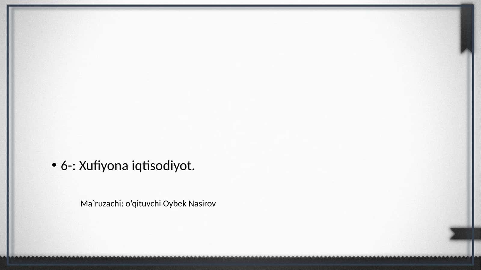 Xufiyona iqtisodiyot 1