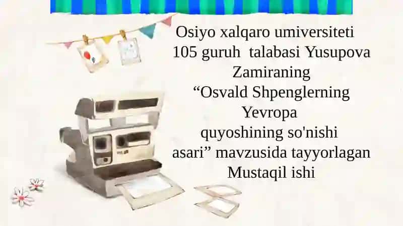 Yevropa quyoshining so'nishi asari 1