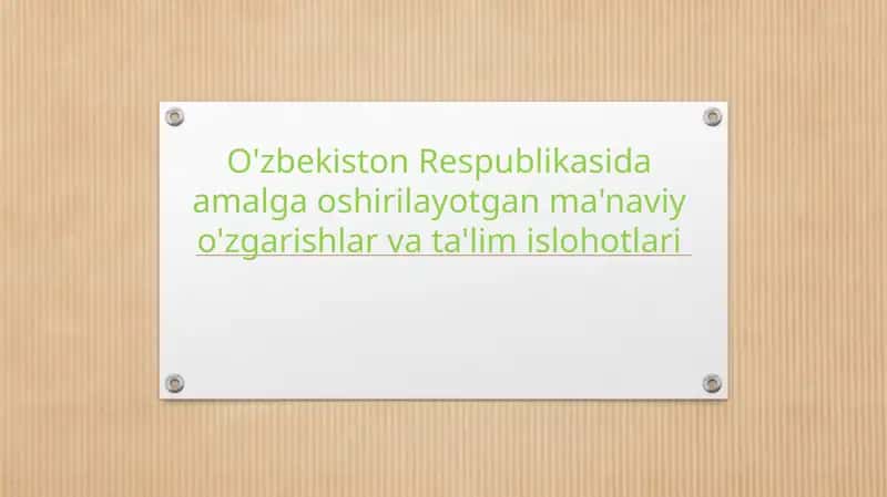 Ma’naviy-ma’rifiy so’zning ustuvory o’nalishlari 1