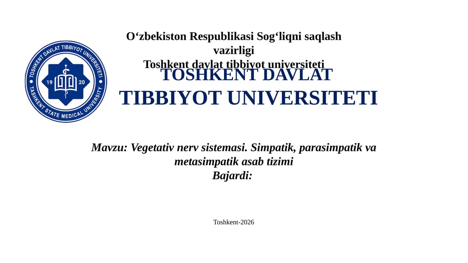 Vegetativ nerv sistemasi. Simpatik, parasimpatik va metasimpatik asab tizimi 1