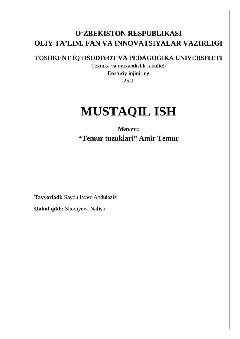 Temur tuzuklari 1