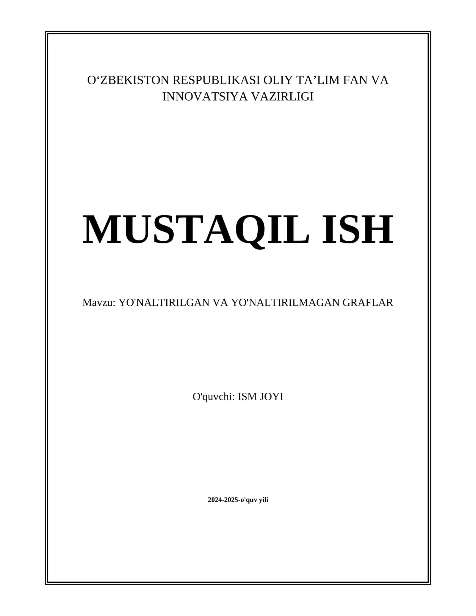 Yo'naltirilgan graflar asoslari 1