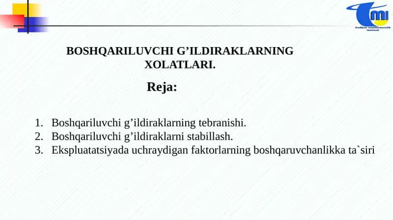 Avtomobil boshqariluvchi g'ildiraklarining tebranishi 1