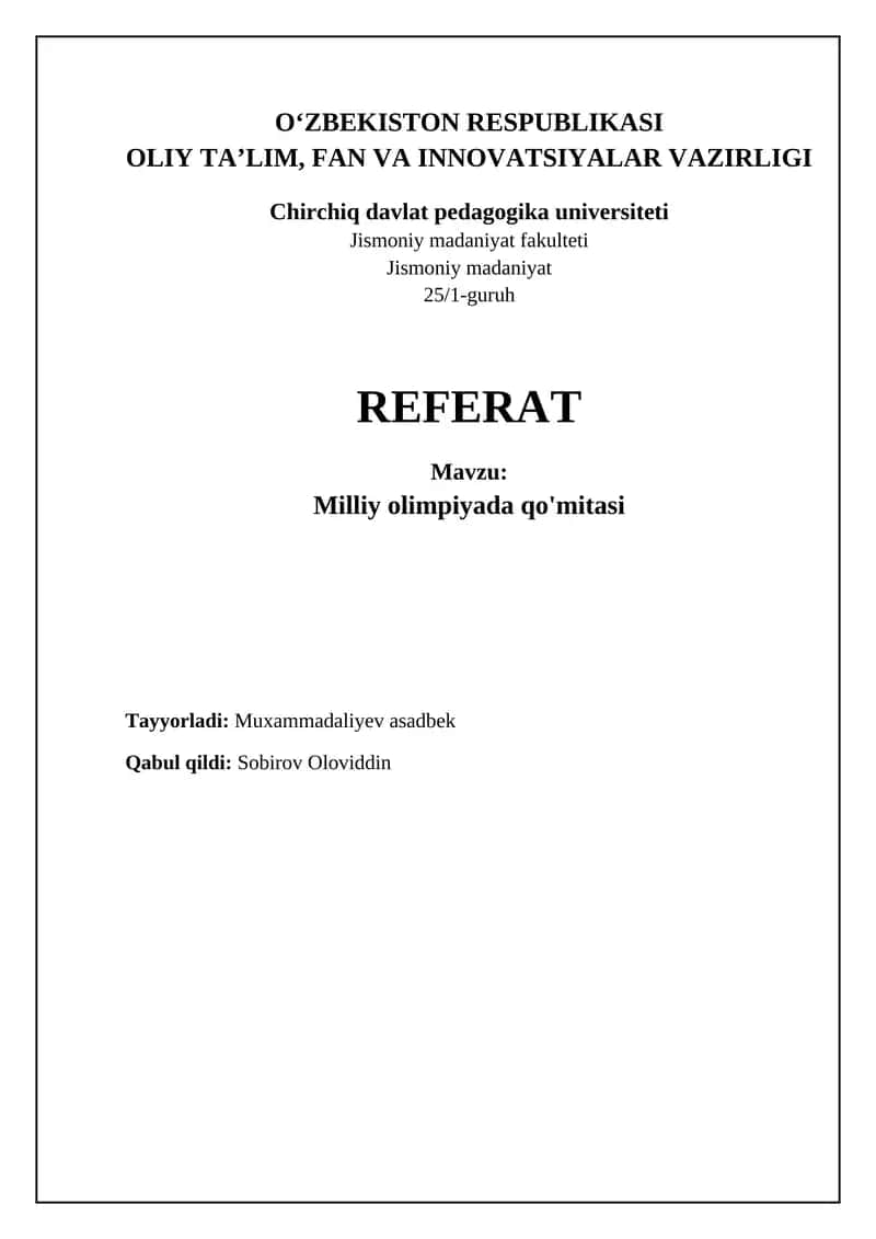 Milliy Olimpiya qoʻmitasi 1