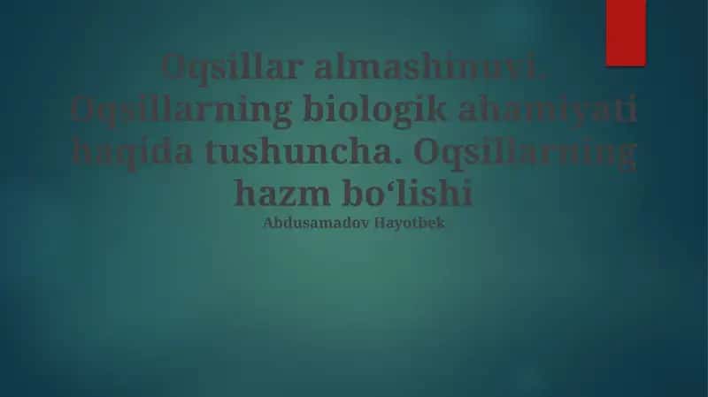 Oqsillar almashinuvi 1