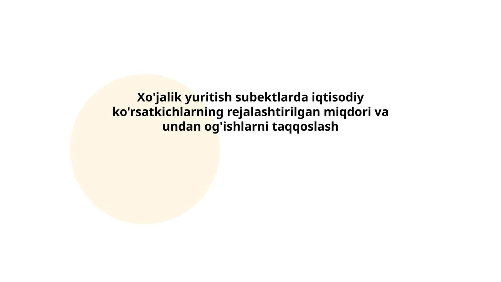 Xo'jalik yuritish subektlarda iqtisodiy ko'rsatkichlarning rejalashtirilgan miqdori va undan og'ishlarni taqqoslash 1