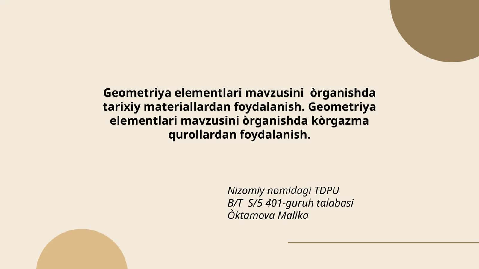 Geometriya elementlari mavzusini òrganish 1