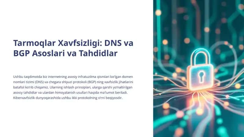 Tarmoqlar Xavfsizligi: DNS va BGP Asoslari va Tahdidlar 1
