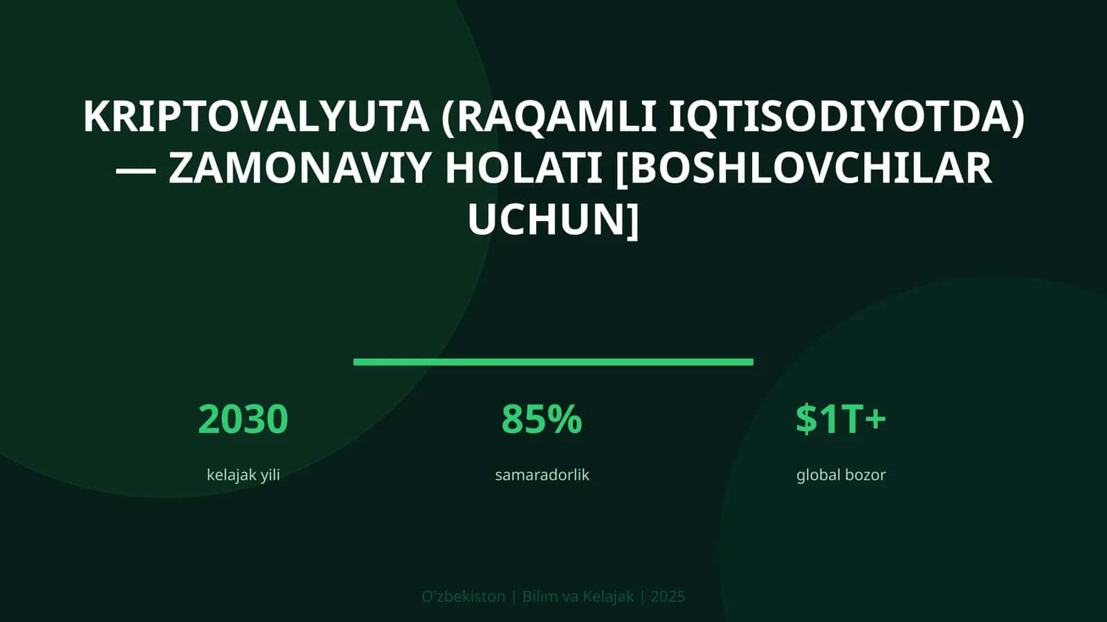 Kriptovalyuta (raqamli iqtisodiyotda) — zamonaviy holati [boshlovchilar uchun] 1