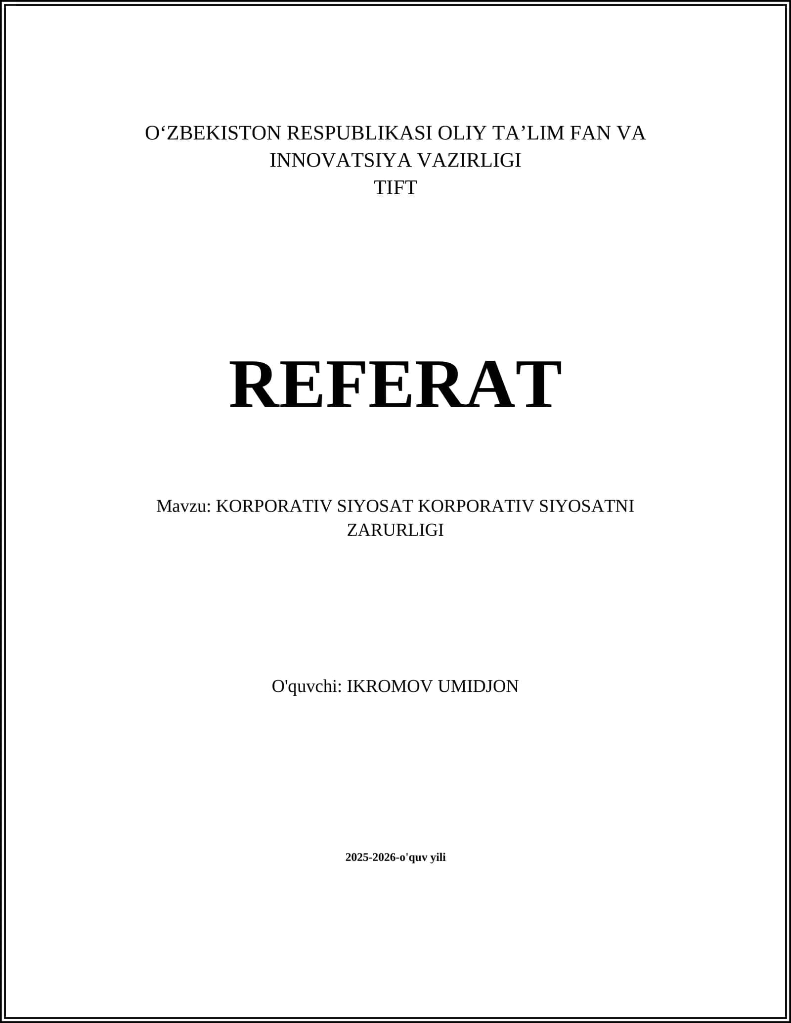 KORPORATIV SIYOSAT 1