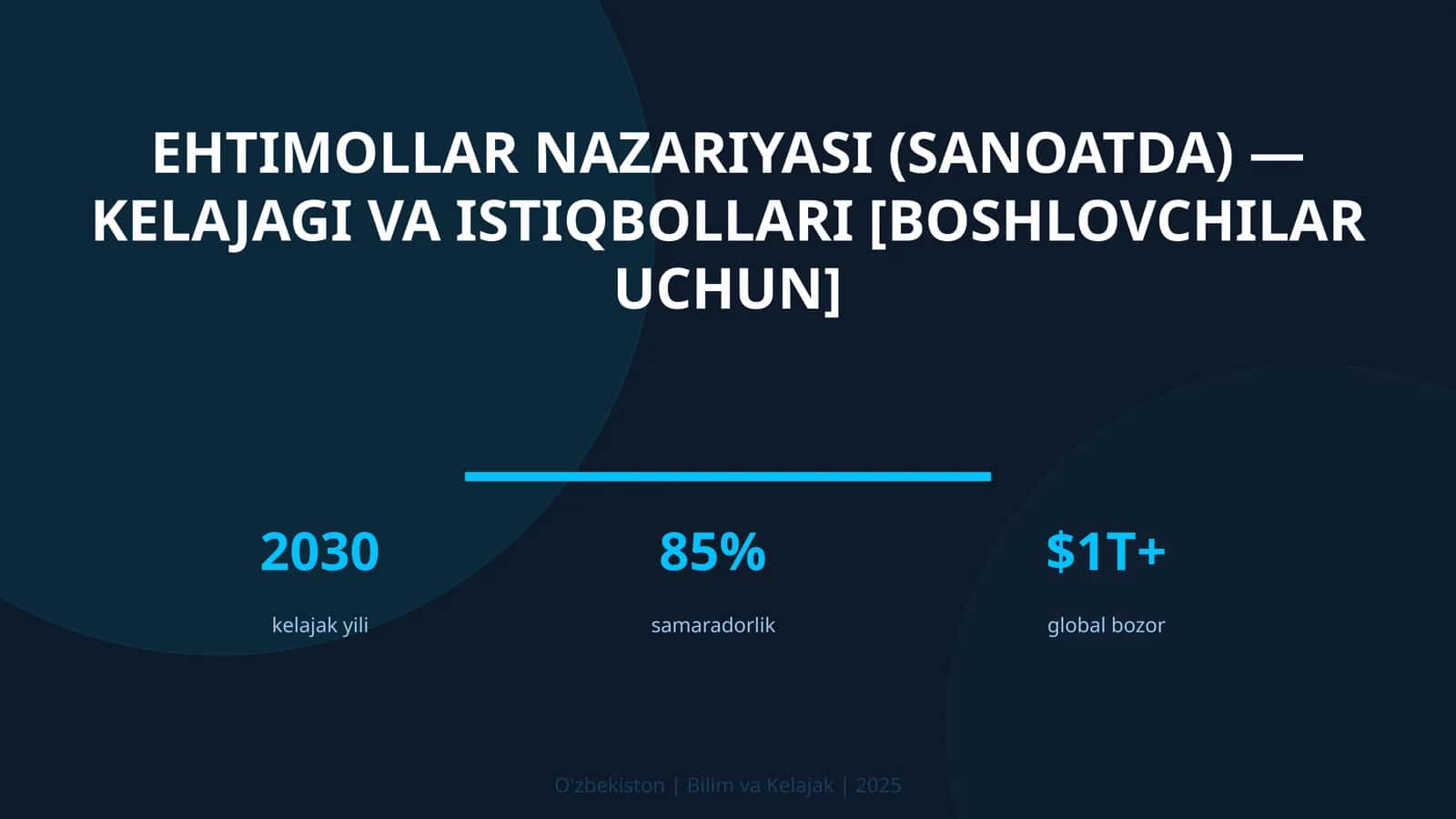 Ehtimollar Nazariyasi (Sanoatda) - Kelajagi va Istiqbollari [Boshlovchilar uchun] 1