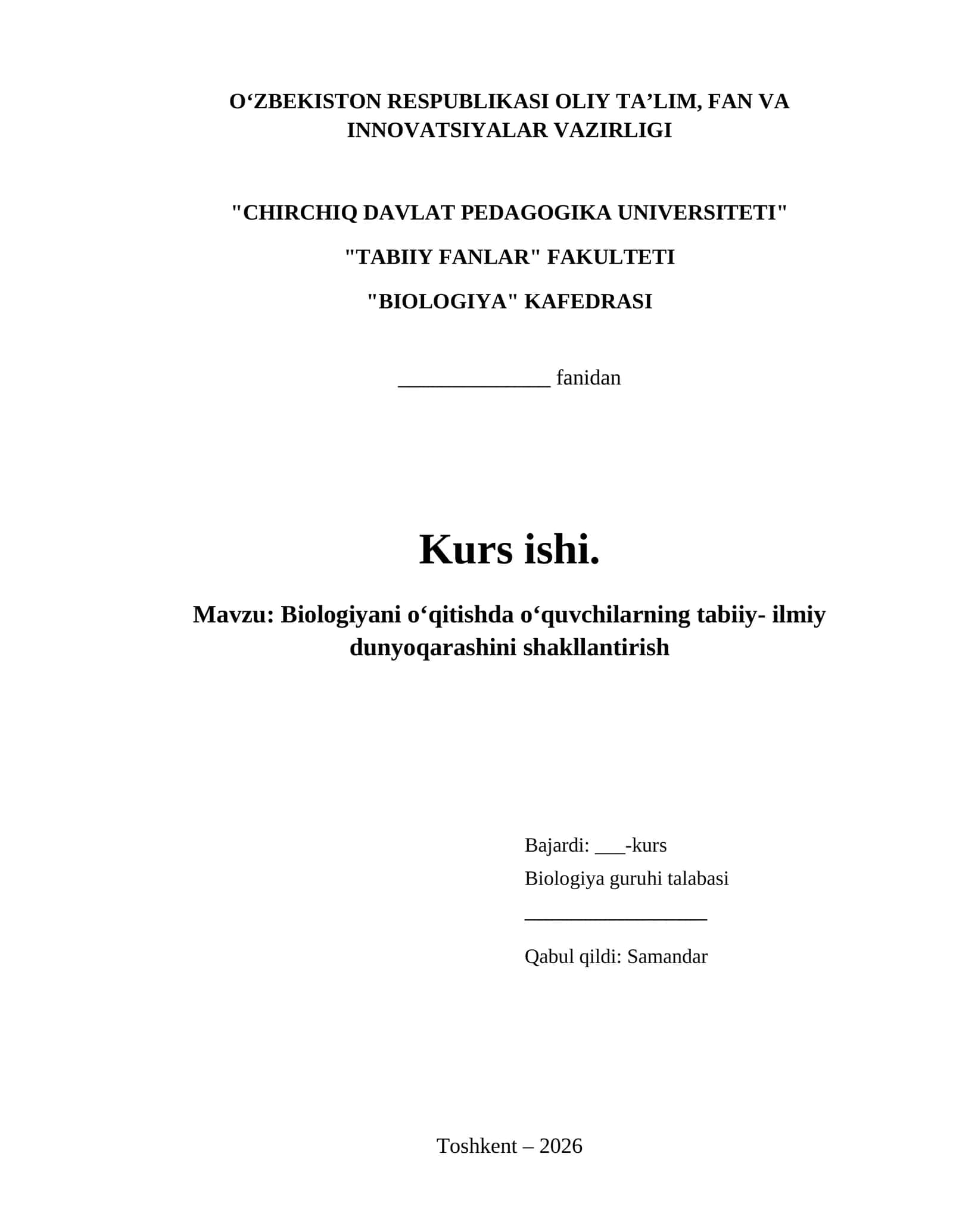 Biologiyani oʻqitishda oʻquvchilarning tabiiy- ilmiy dunyoqarashini shakllantirish 1