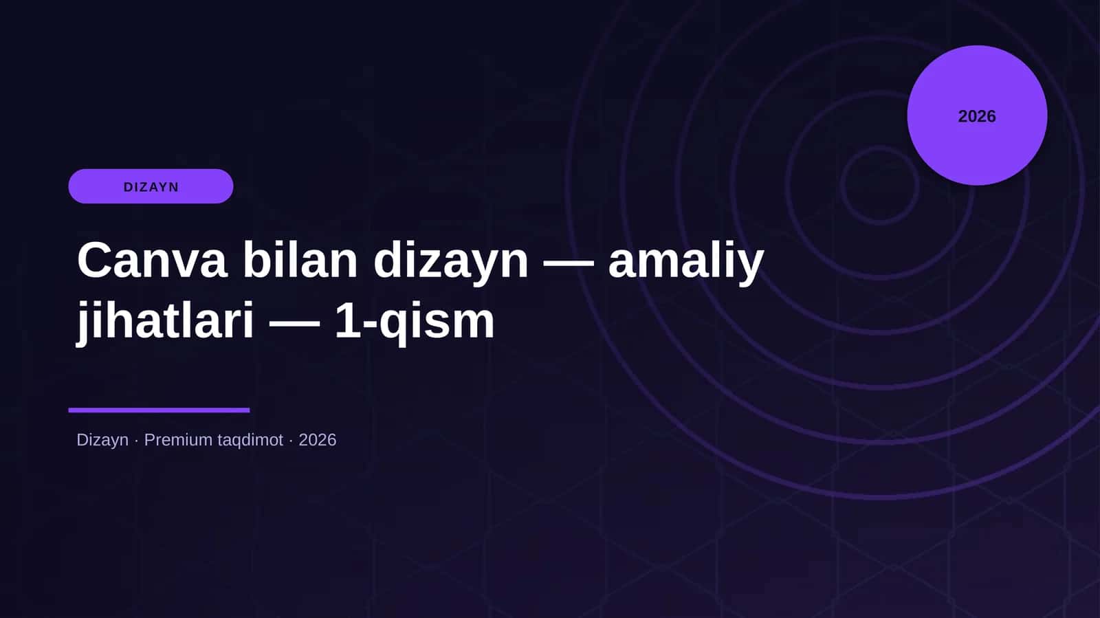 Canva bilan dizayn — amaliy jihatlari — 1-qism 1