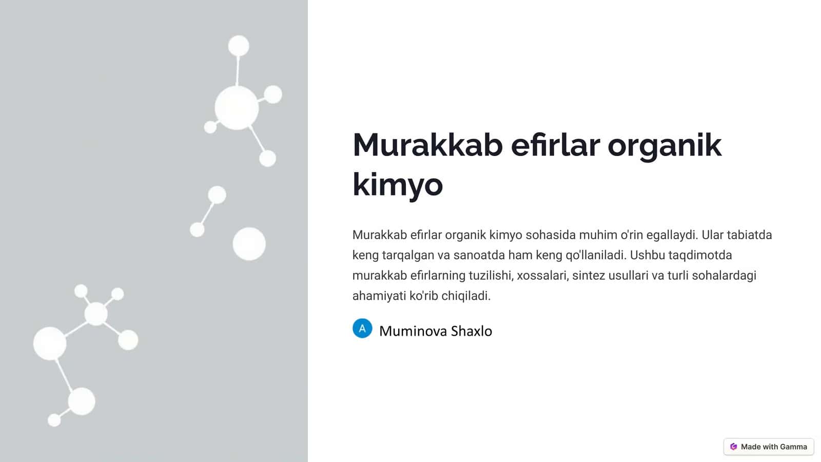 Murakkab efirlar organik kimyo 1