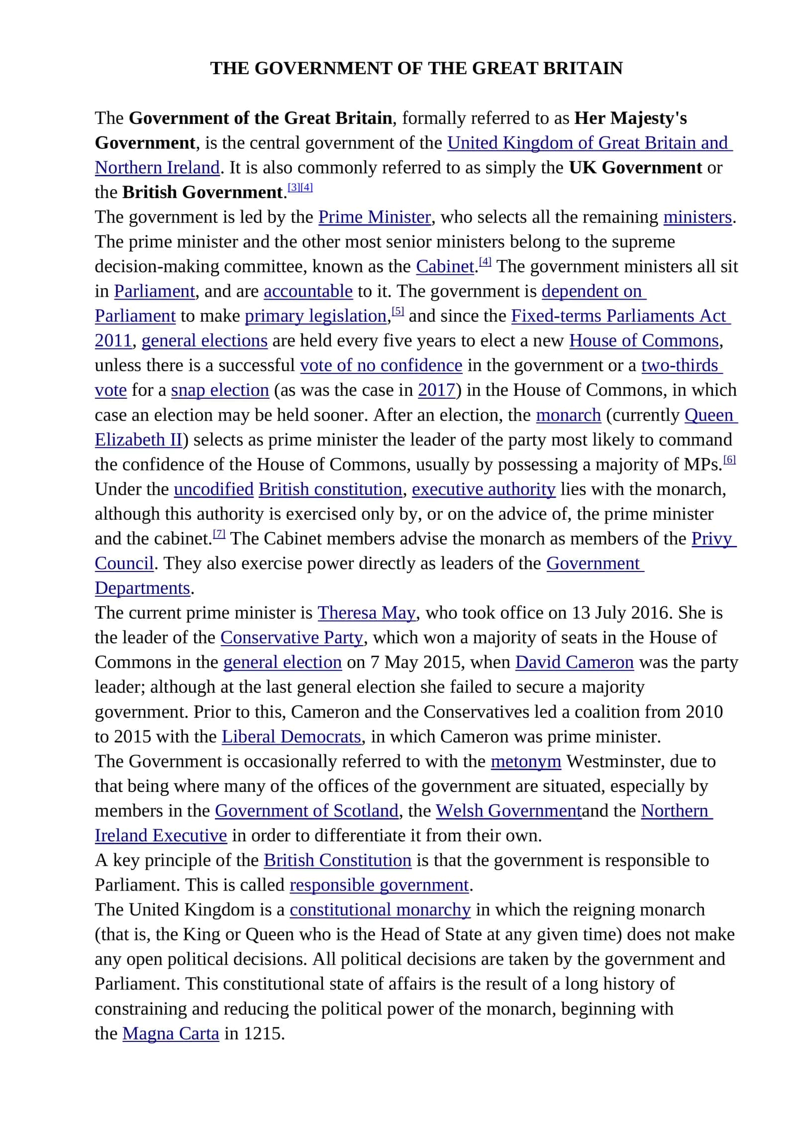 THEGOVERNMENT OF THE GREAT BRITAIN 1