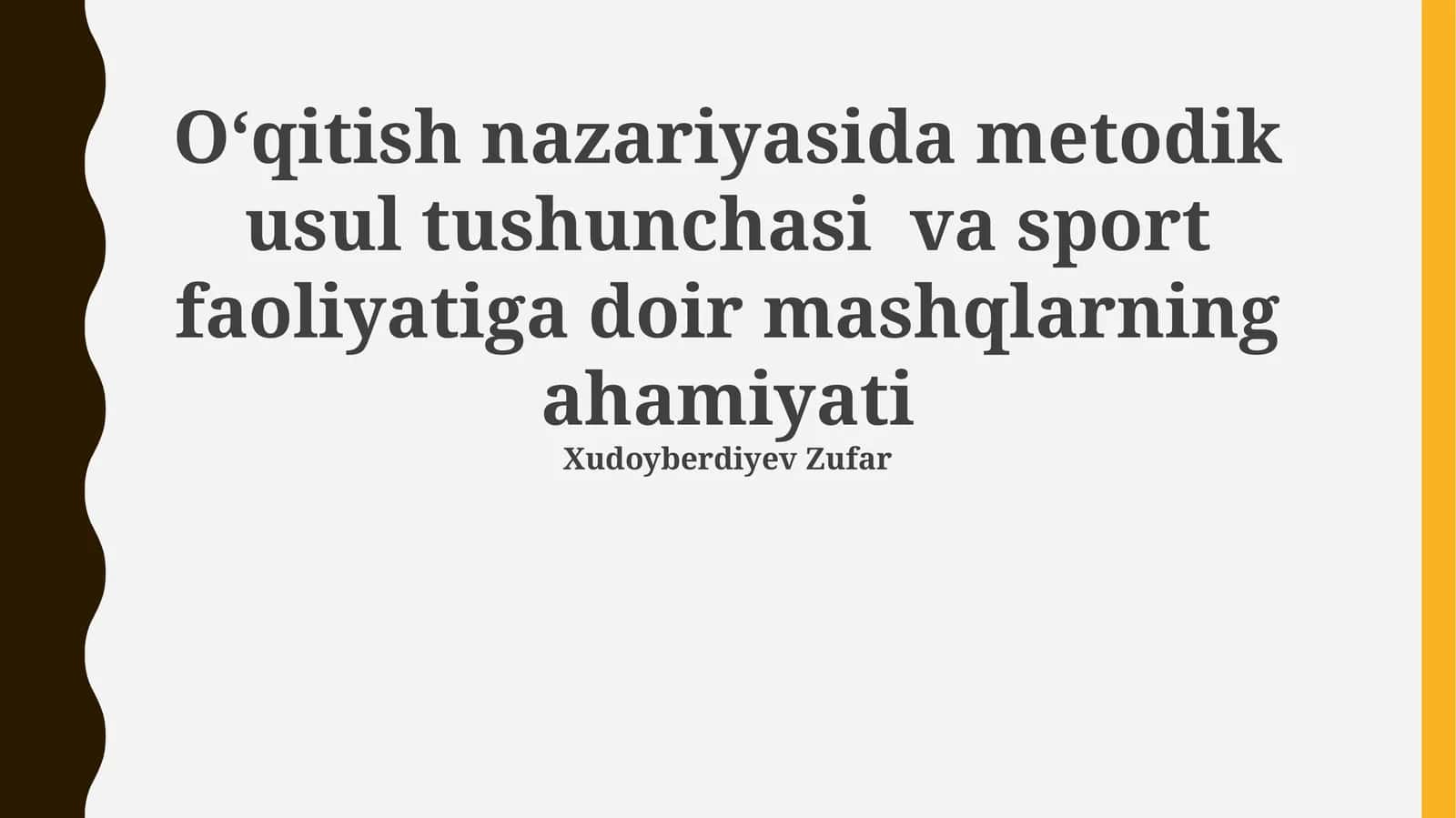 Metodik metodlarni o'qituvchilar tomonidan qo'llash 1