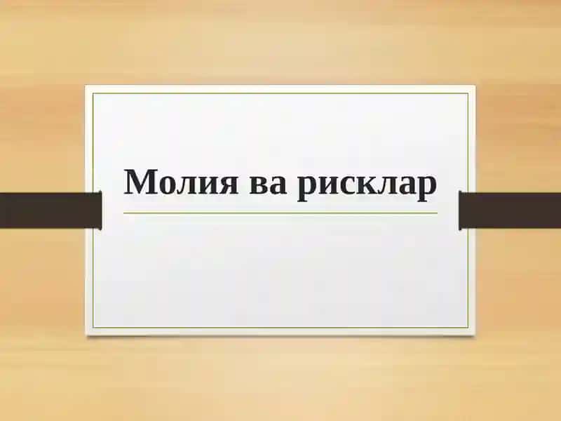 Молия ва рисклар