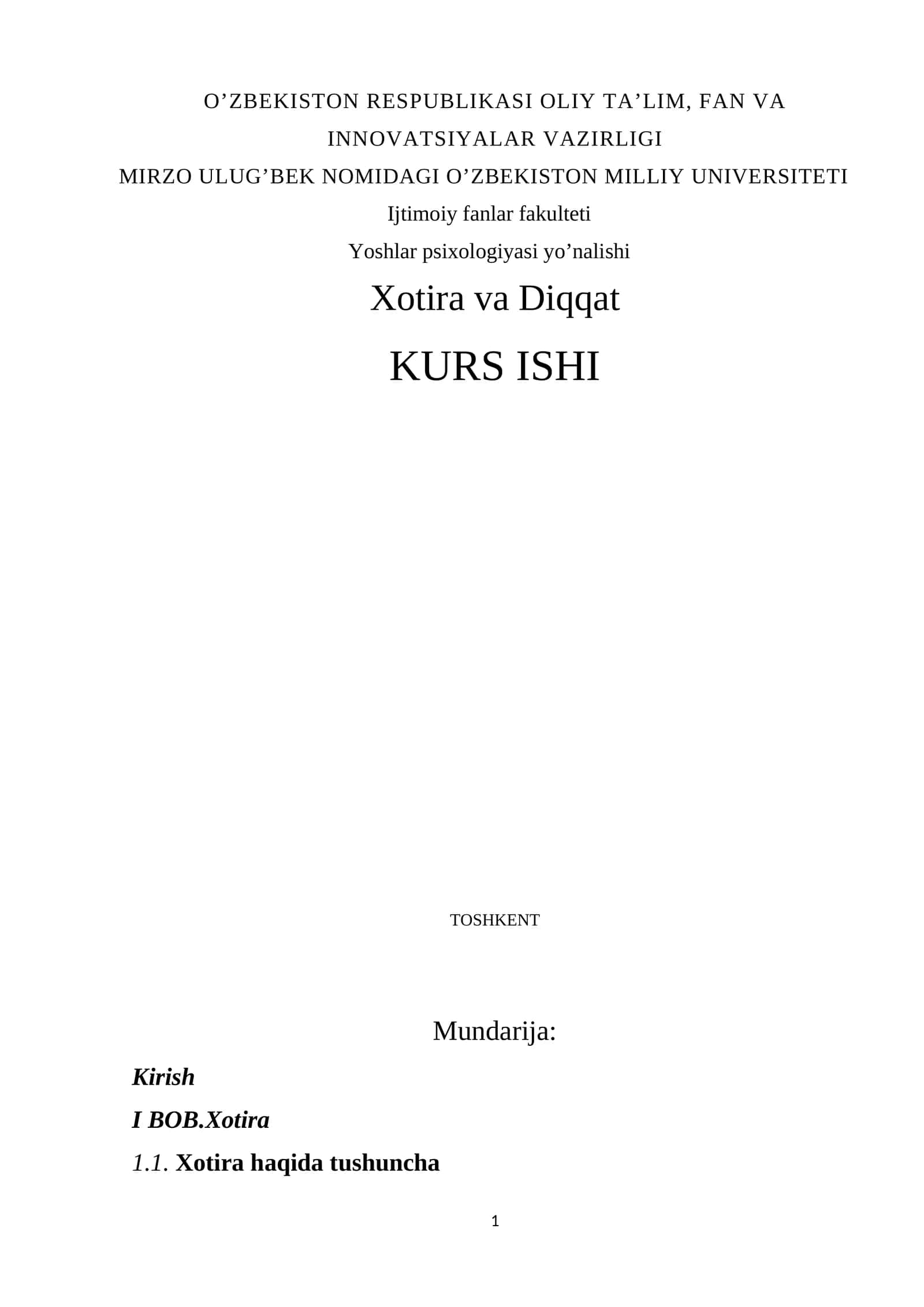 Kurs ishi mavzusining dolzarbligi va zarurati 1