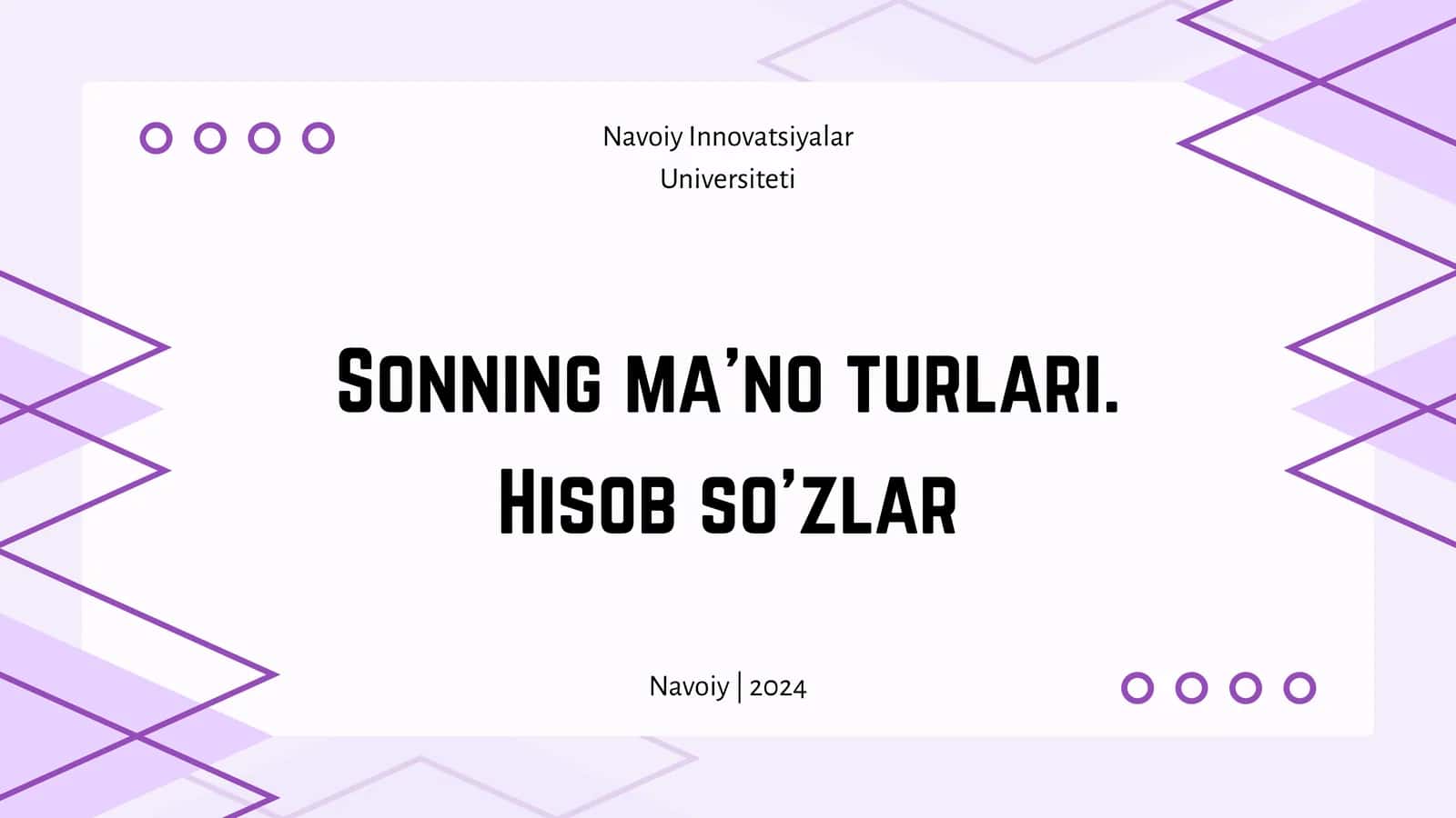 Sonning ma'noturlari. Hisob so'zlar 1