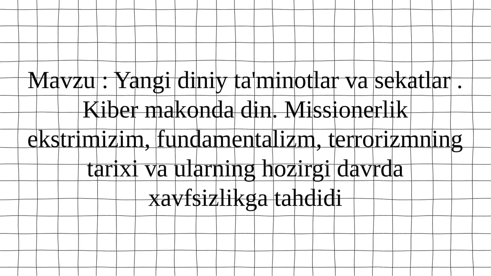 Yangi diniy ta'minotlar va sekatlar 1
