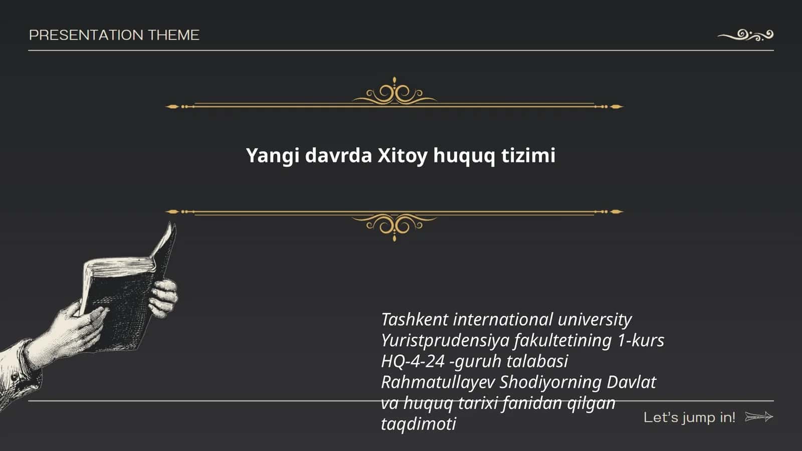 Rahmatullayev Shodiyorning Davlat va huquq tarixi fanidan taqdimoti 1