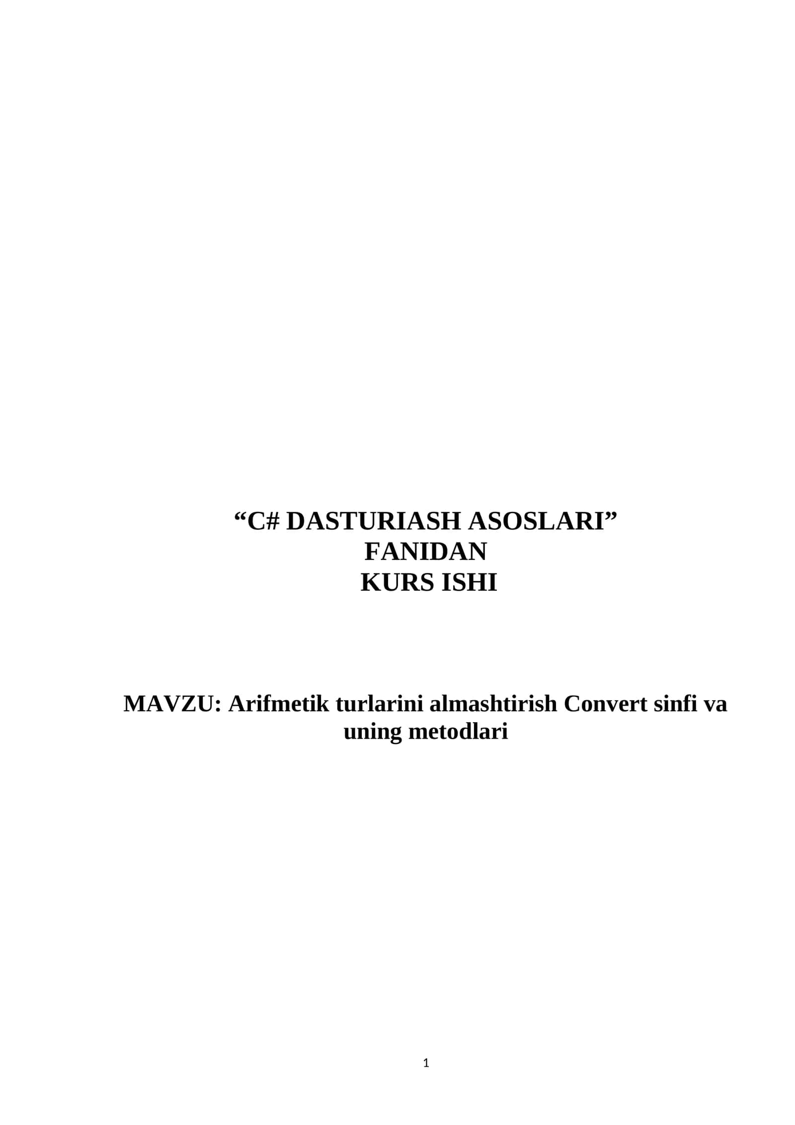 C# DASTURLASH ASOSLARIDA ARIFMETIK AMALLAR 1