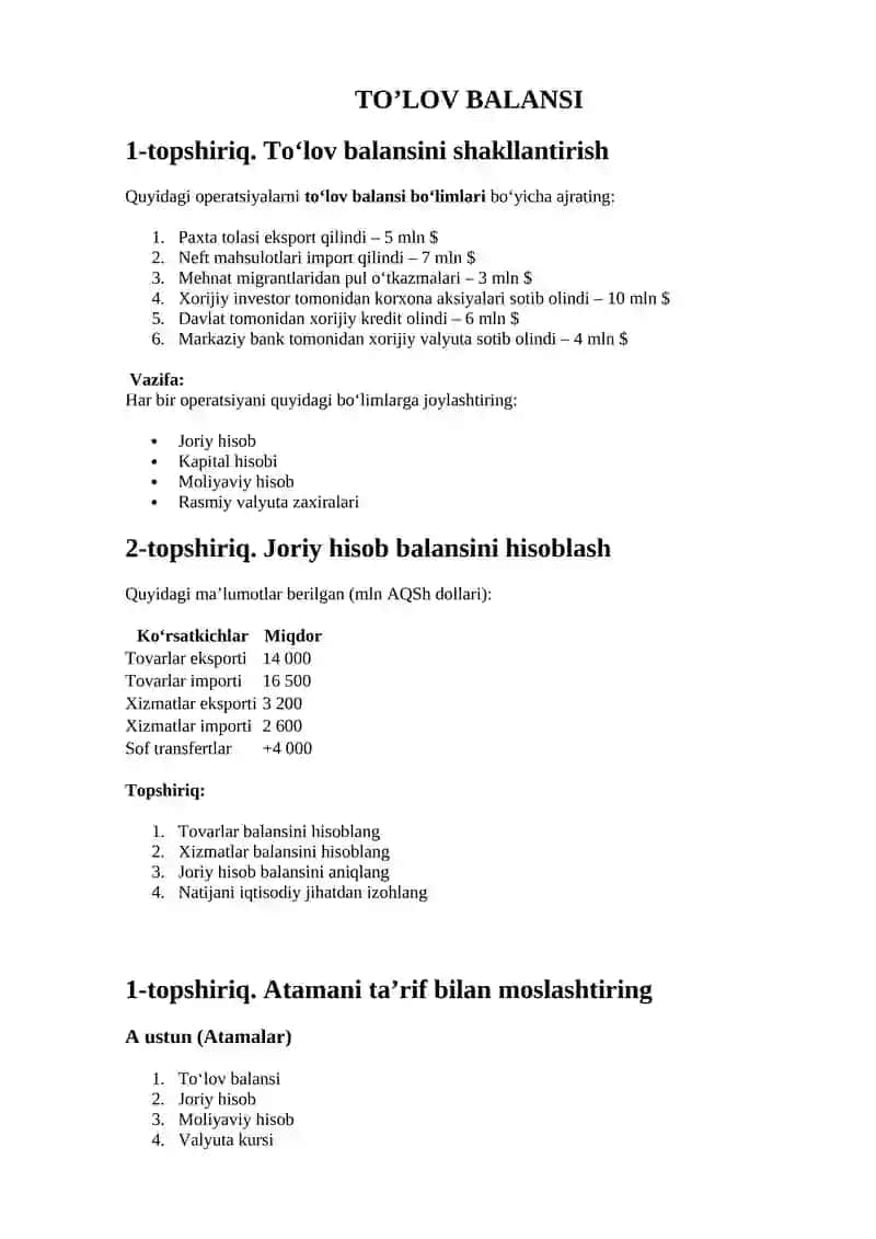 Toʻlov balansi 1