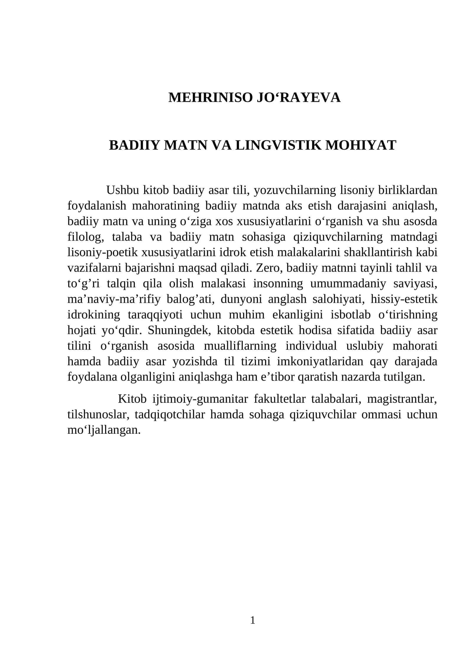 BADIY MATN VA LINGVISTIK MOHIYAT 1