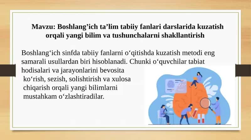 Boshlang'ich ta'limda tabiiy fanlari darslarida kuzatish orqali yangi bilimlarni shakllantirish 1