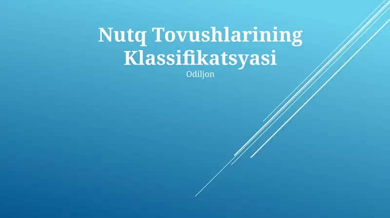 Nutq Tovushlarining Klassifikatsyasi 1