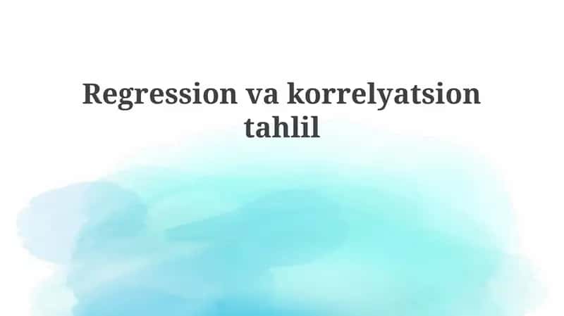 Regression va Korrelyatsiya Analizi 1