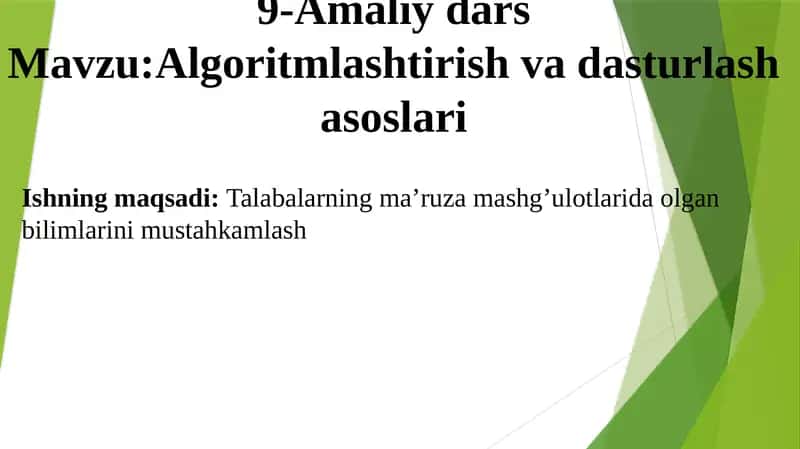 Аlgoritmlashtirishvadasturlashasoslari 1