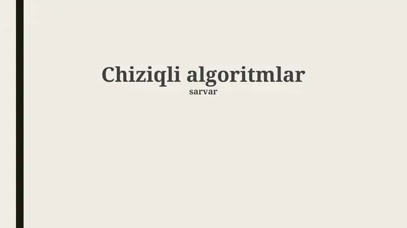 Chiziqli algoritmlar 1