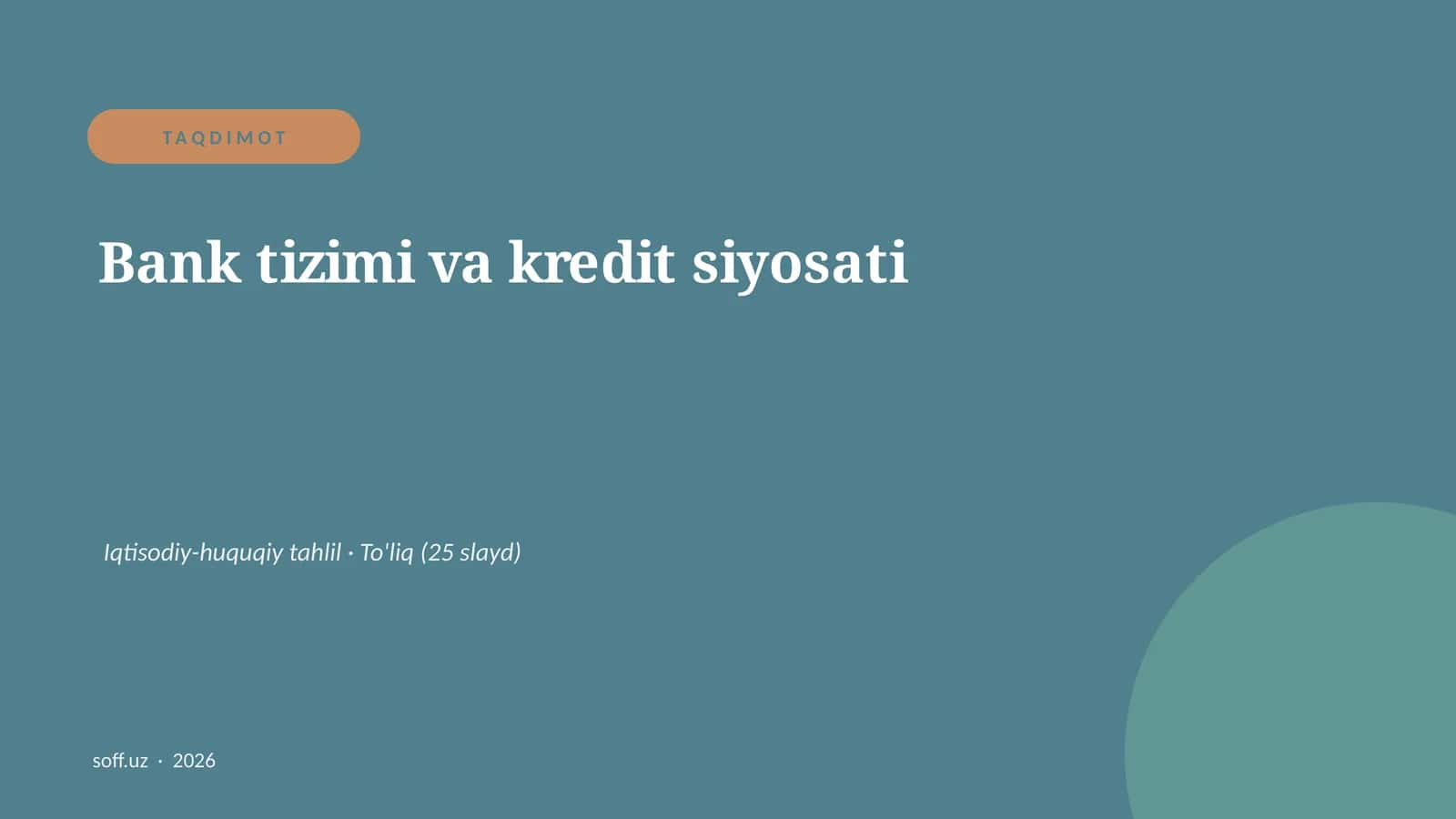 Bank tizimi va kredit siyosati 1