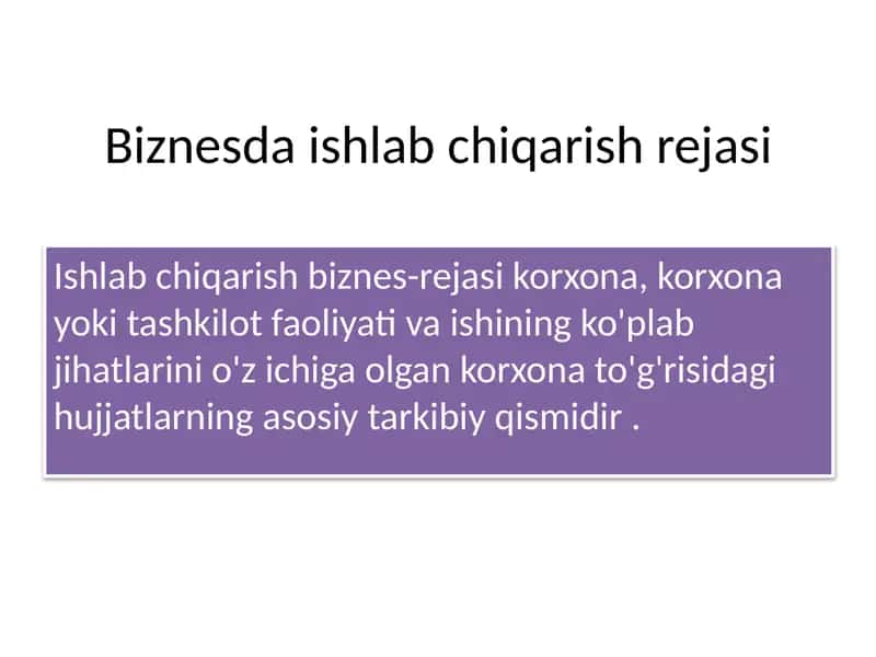 Ishlabchiqarish rejasi 1