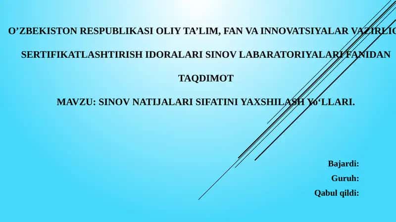 SINOV NATIJALARI SIFATINI YAXSHILASH YoʻLLARI 1