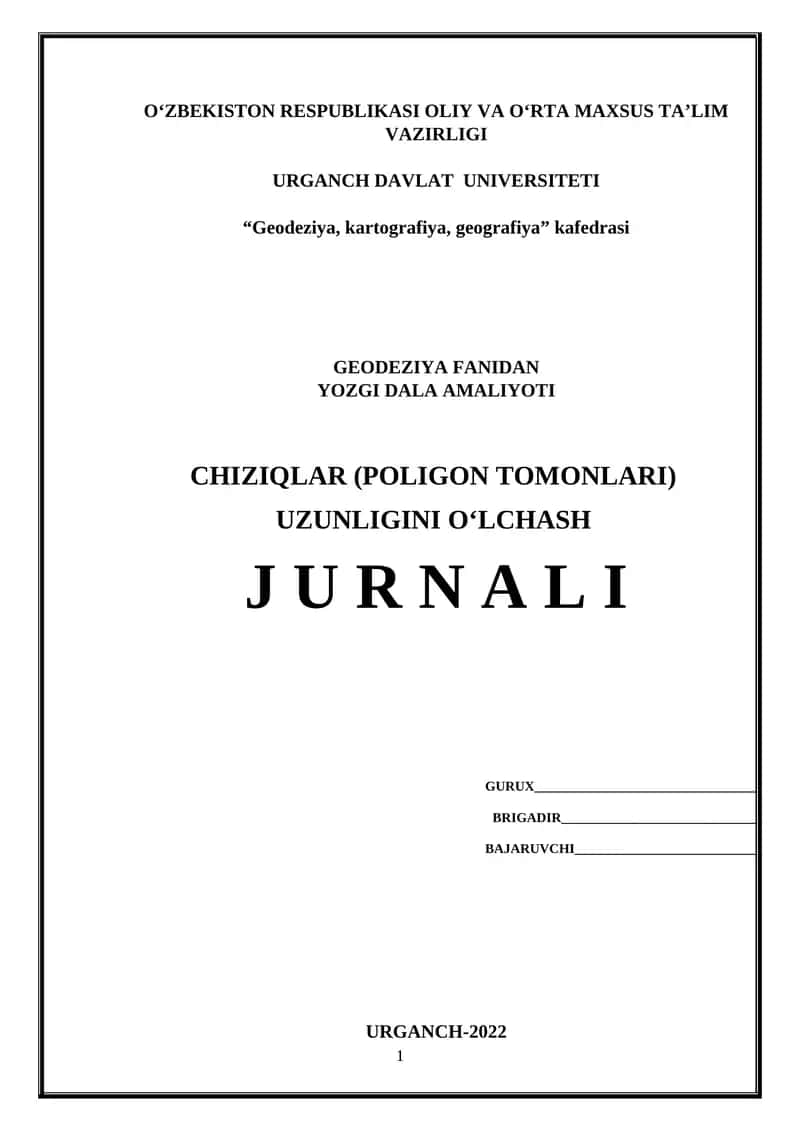 Yozgi dala amaliyoti chiziqar (poligon tomonlari) uzunligini o'lchash 1